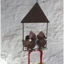 Meisenringhalter "Haus mit Vogelpaar" Höhe: 25 cm !!! incl. 2 Meisenringen au...