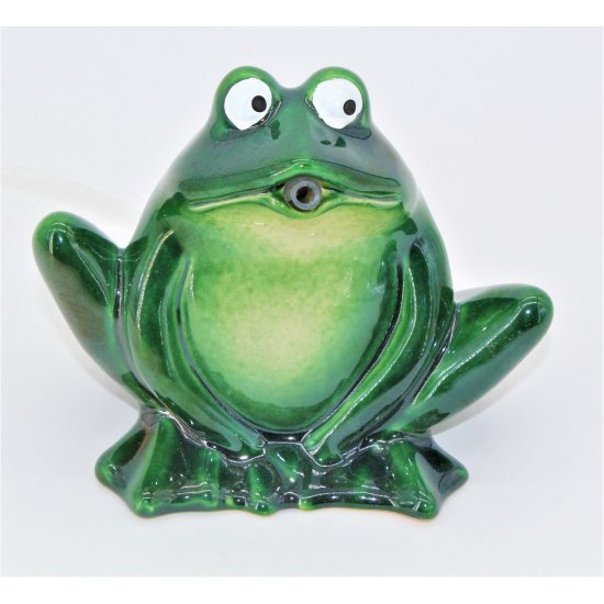 Wasserspeier Frosch dunkelgrün Keramik 12 cm