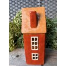 Lichthaus Helgoland, H 23 cm, B 10,5 cm, Haus zum Beleuchten, Farbe  orange