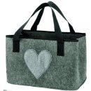 Filztasche mit Glitzerherz, 40 cm breit (hellgrau)
