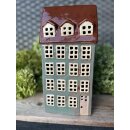 Windlicht Haus Seewalchen Keramik, graublau, 14,5 x 10,5...