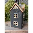 Windlicht Haus Wallersee graublau mit Henkel 12,5x9x17cm