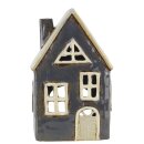 Keramikhaus Windlicht Ammersee, Blau-Violett, 12 x 9 x...