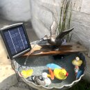 Wasserspeier Ente Guss startend 17 cm mit Solarpumpe und Trockenlaufschutz