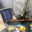 Wasserspeier Ente Guss startend 17 cm mit Solarpumpe und Trockenlaufschutz