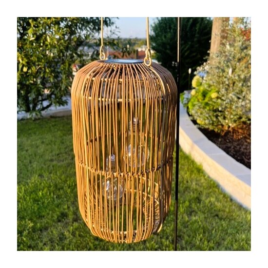 Solarlaterne 38 cm braun 2 Solarbirnen mit Sensor